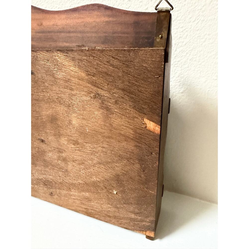 Vintage Mid-Century Wooden Apothecary Spice Rack Wall Mount with Glass Bottles - Picture 8 of 10